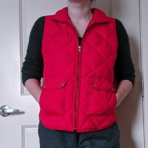 Coral J Crew Down Puffer Vest, Size M